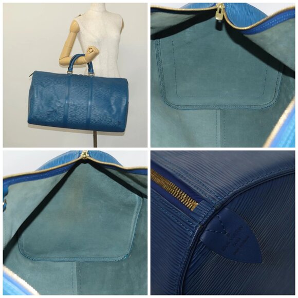 LOUIS VUITTON Epi Keepall 55 Boston Bag Toledo Blue - Picture 15 of 15